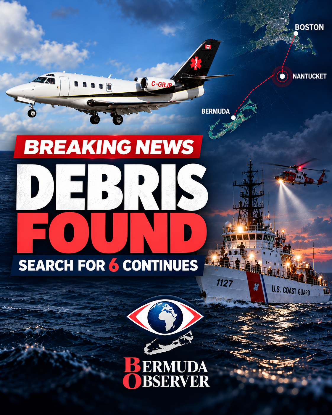 Breaking news: Bermuda search intensifies for C-GRJP — air and sea assets expand the grid south of Nantucket for the missing Gulfstream G100