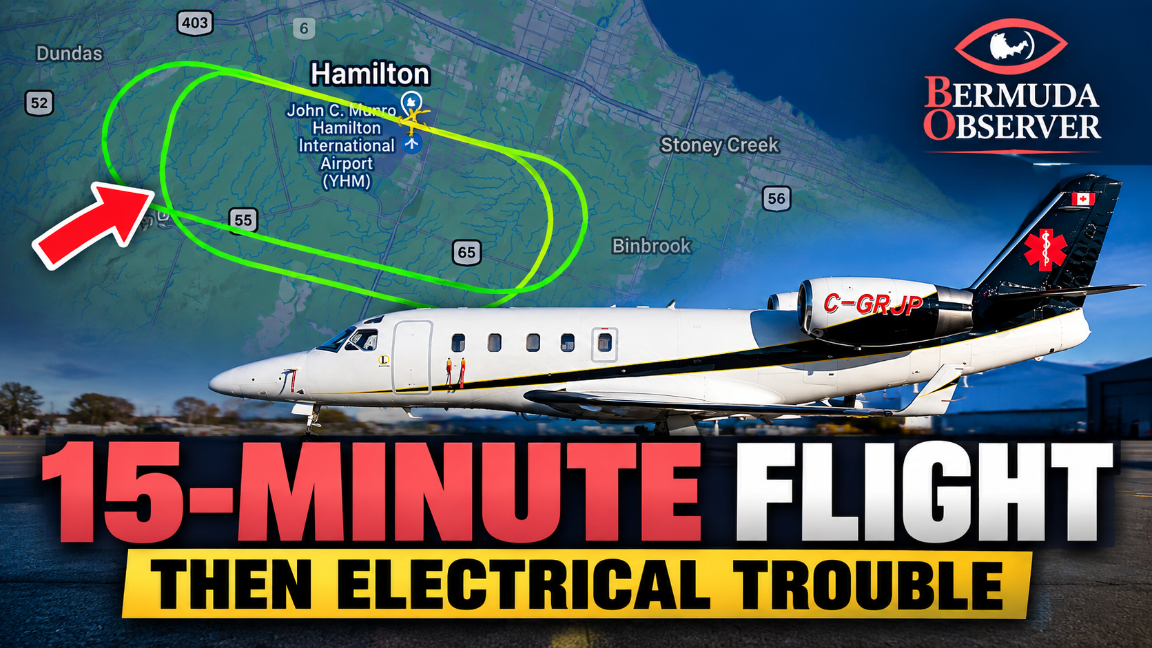 C-GRJP Hamilton flight path emergency — the Gulfstream G100 departed Bermuda on October 1 with a reported electrical emergency before going missing