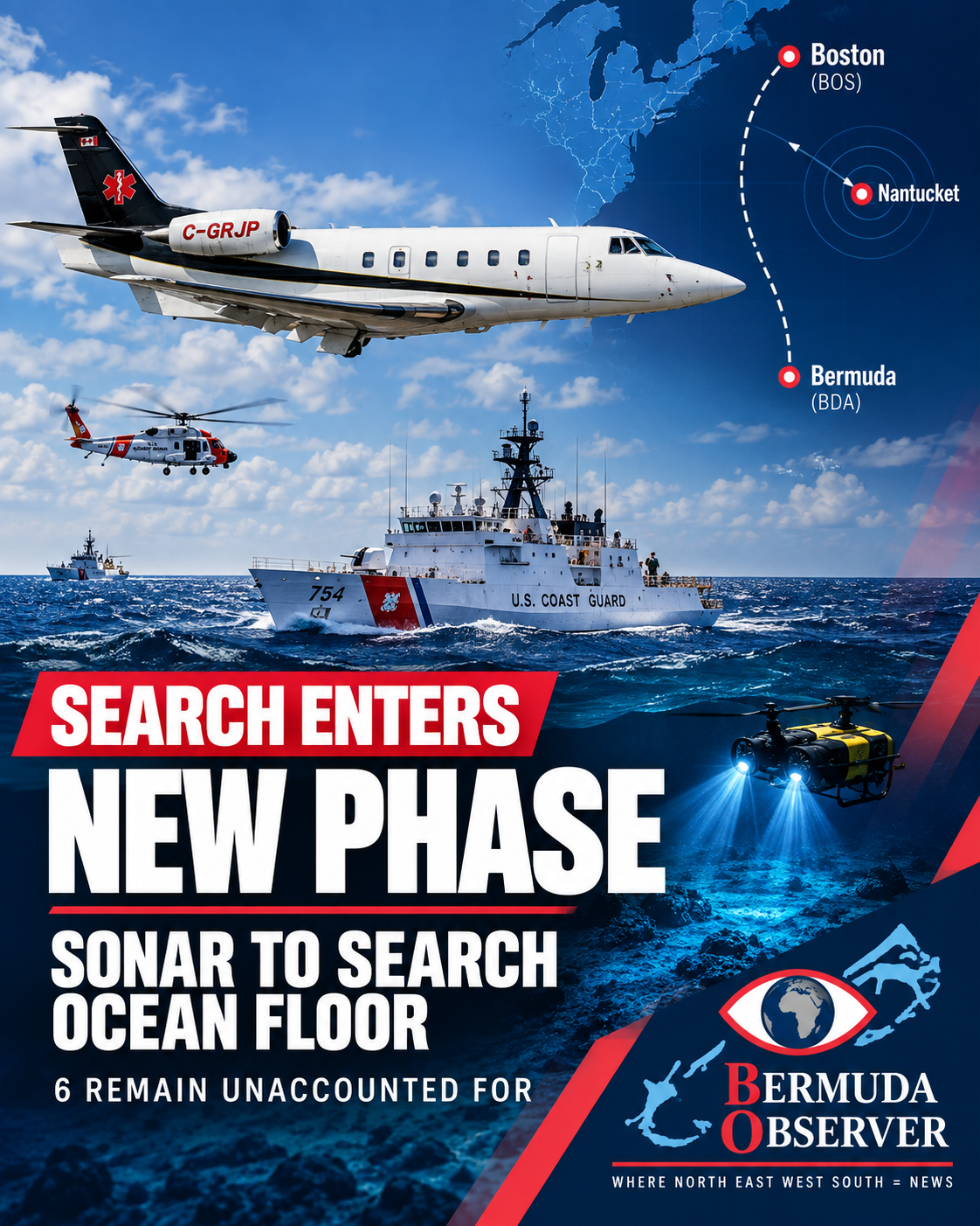 C-GRJP search enters new phase — U.S. Coast Guard and partner agencies shift strategy in the hunt for the missing Bermuda air ambulance